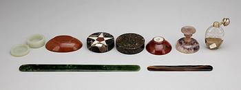 PARTI DIVERSE, 9 delar, bla agat, 1800/1900-tal.