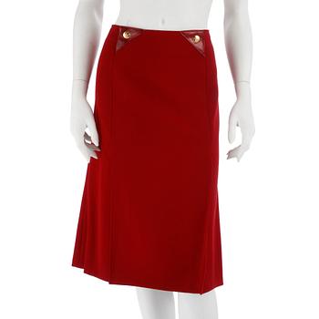 CÉLINE, a red woolblend skirt, size 46.