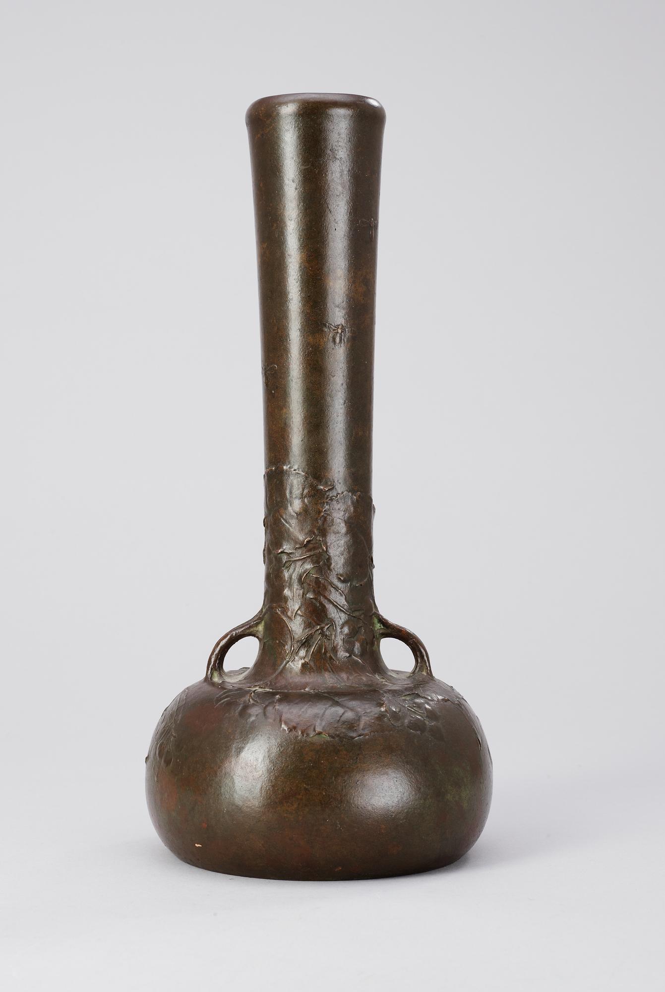 A Hugo Elmqvist patinated bronze vase, Stockholm circa 1900.