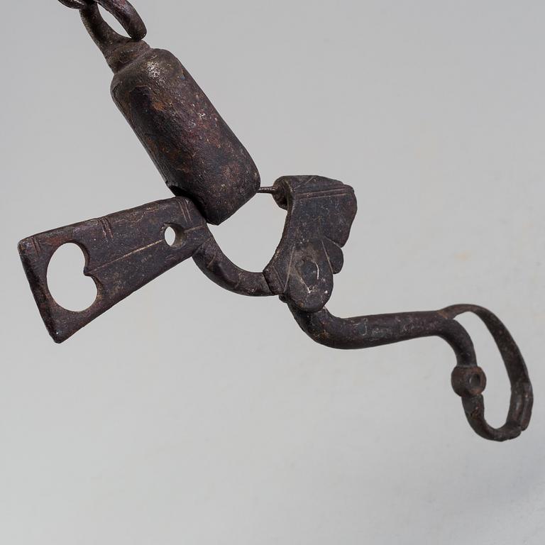 A wrought iron horse bridle 17th century.