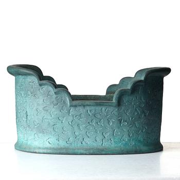 Signe Persson-Melin, a green patinated bronze "Barca" jardinière by Skånska Klockgjuteriet AB, Hannas, Sweden 1999.