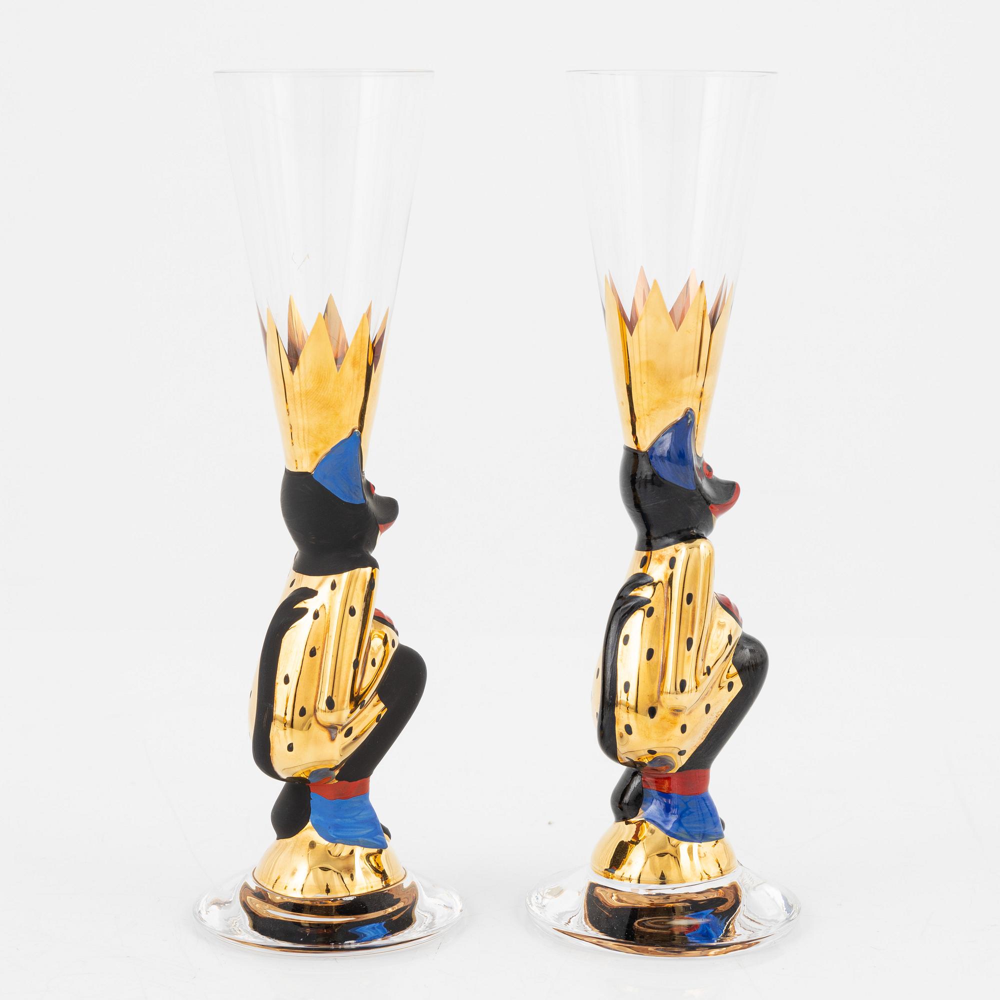 Gunnar Cyrén, snapsglas, 8 st, sk djävulsglas, "Nobel", Orrefors.