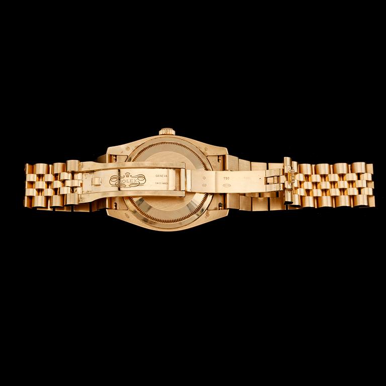 ARMBANDSUR, Rolex Datejust, 18K guld, automatisk. Total vikt inkl ur ca 180 g.