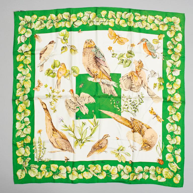 HERMÈS, silk scarf, 'La Vie au Grand Air'.