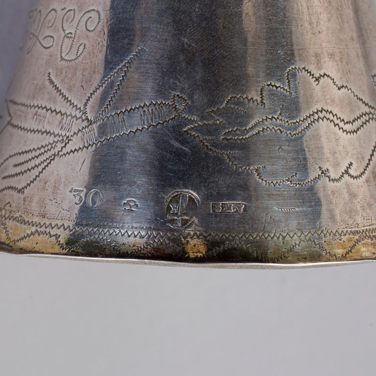 BÄGARE, silver, Anders Hjulström (1784-1816), Köping, 1796. Vikt 84 g.