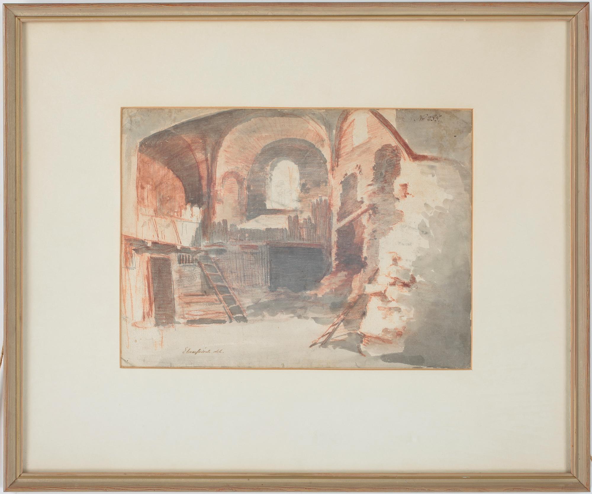 CARL AUGUST EHRENSVÄRD, rödkrita och akvarell, sign o no 255.