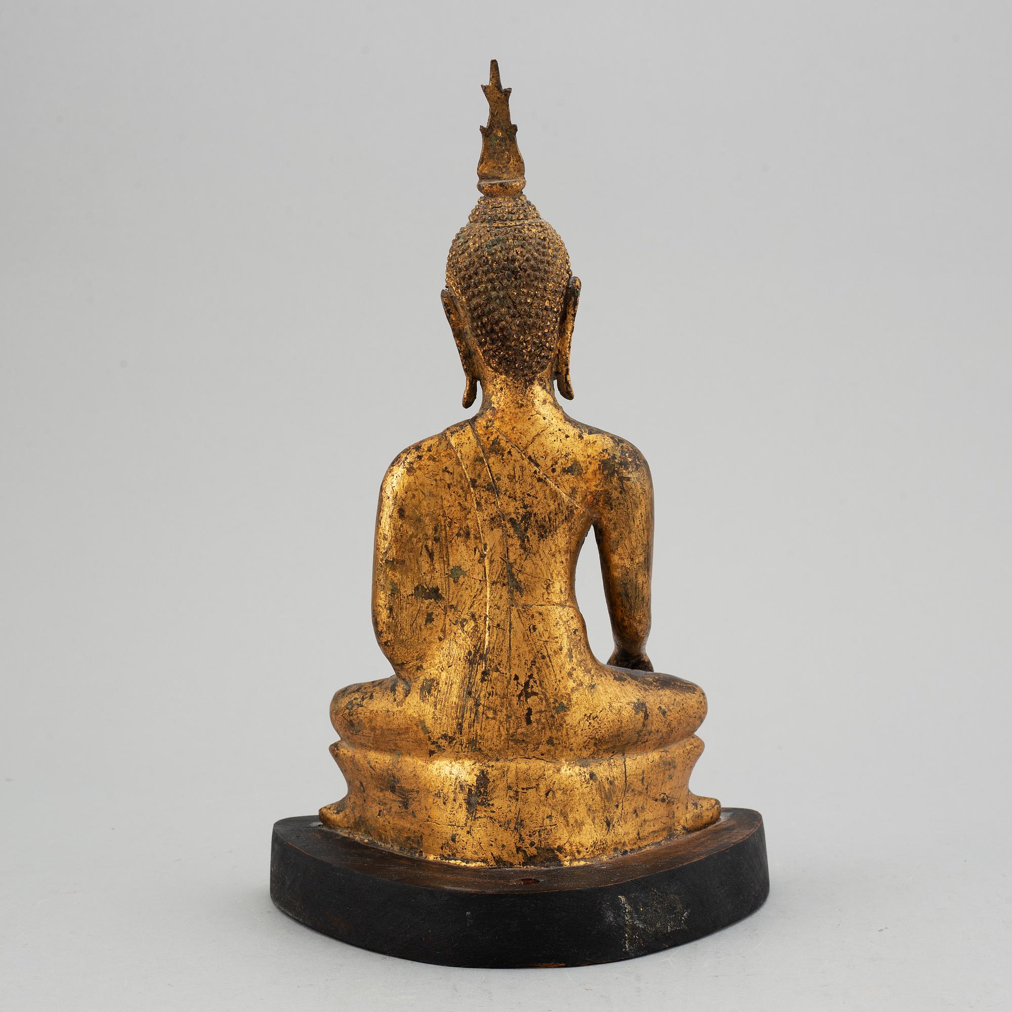 A seated bronze figure of buddha, Thailand, Bangkok, 20th Century.