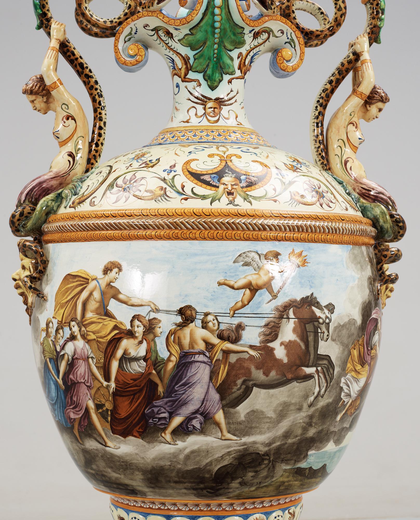 A large majolica 'Historismus' vase, late 19th Century.