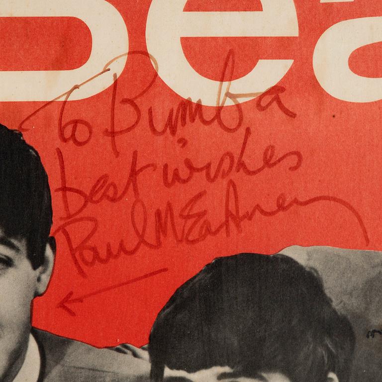 The Beatles, signed concert tour poster, Sweden, 1963.