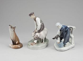 FIGURINER, 3 st, porslin, Royal Copenhagen.