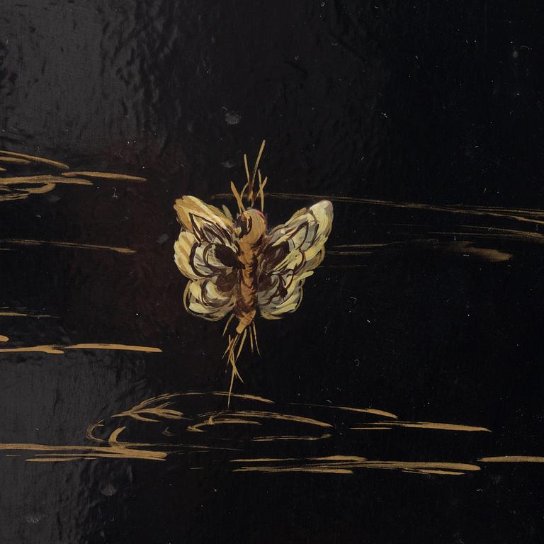 A wooden lacquer screen, 20th century.
