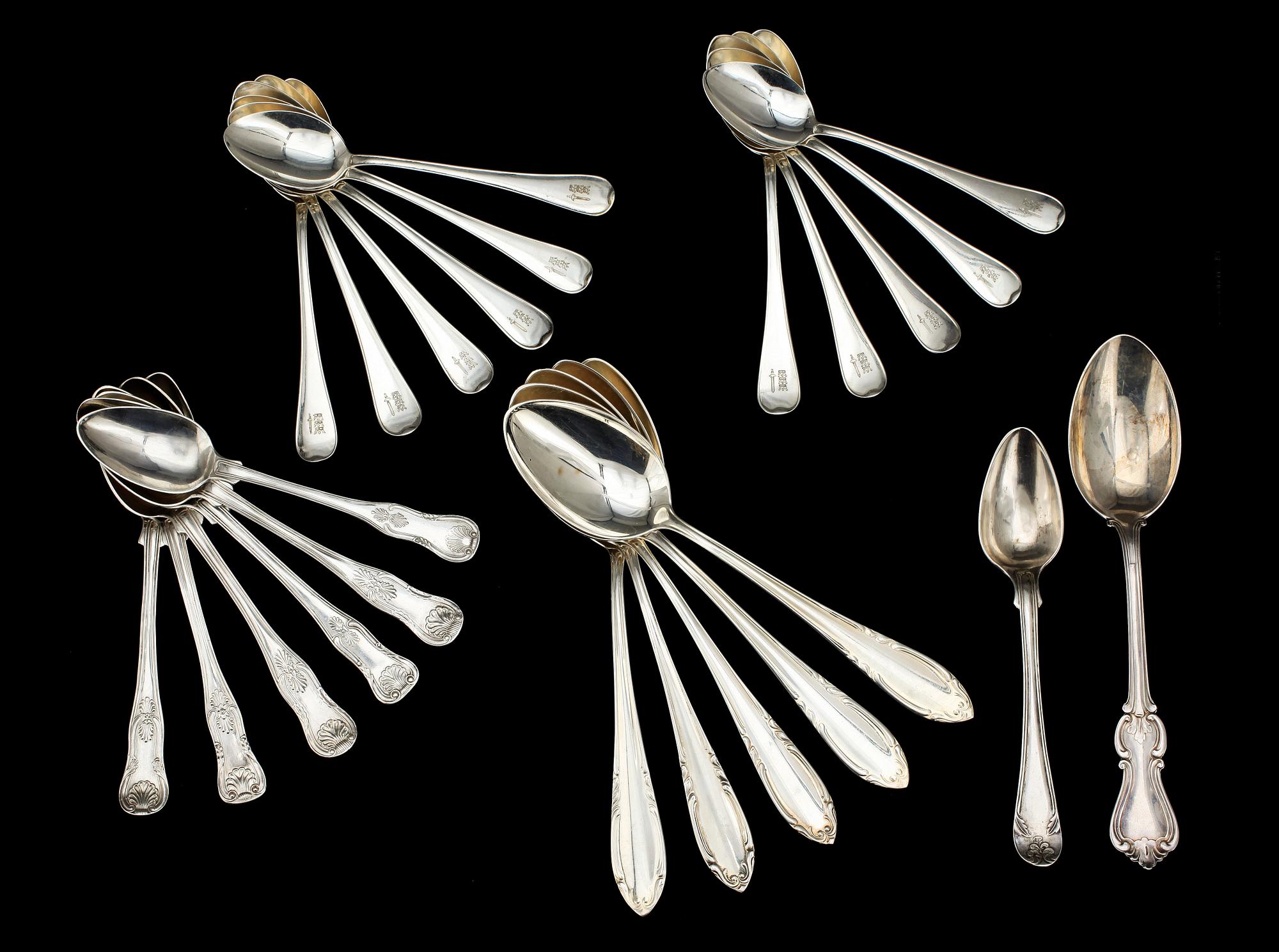 SKEDAR, 24 delar, silver. Tot vikt ca 614 g.