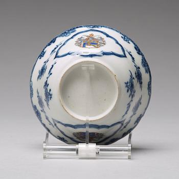 A famille rose aromorial dinner plate and a cup with stand, Qing dynasty, Qianlong (1736-95).