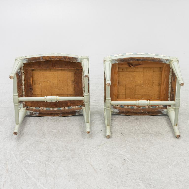 A pair of Gustavian stools, Sweden, late 18th century.