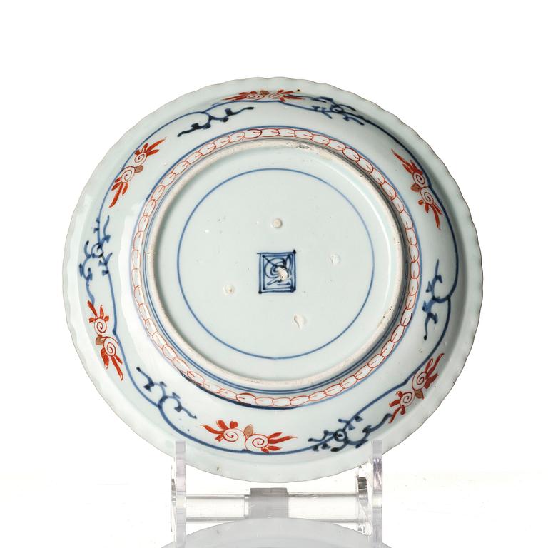 A set of four imari dishes, a blue and white bowl and a Japanese lacker box, Meiji period (!868-1912).