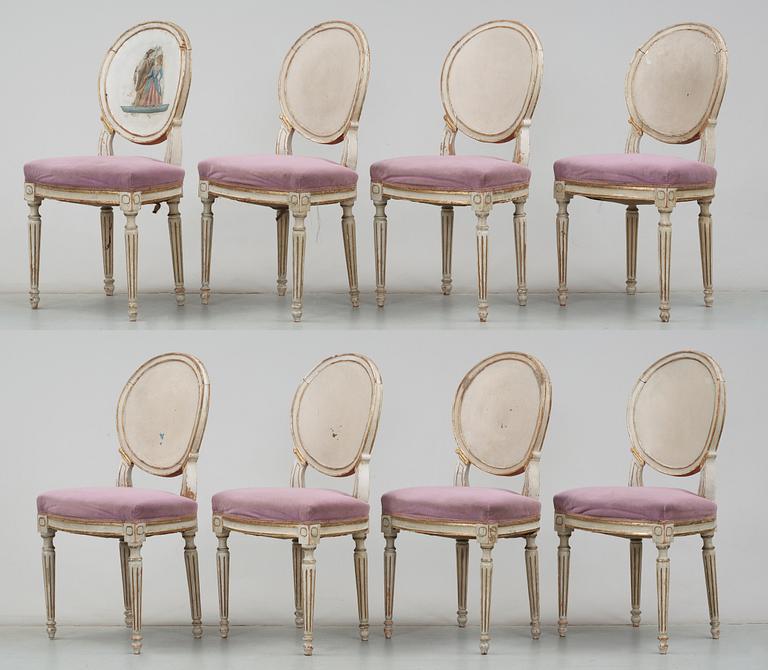 STOLAR, 8 st. Louis XVI-stil, 1800-tal.
