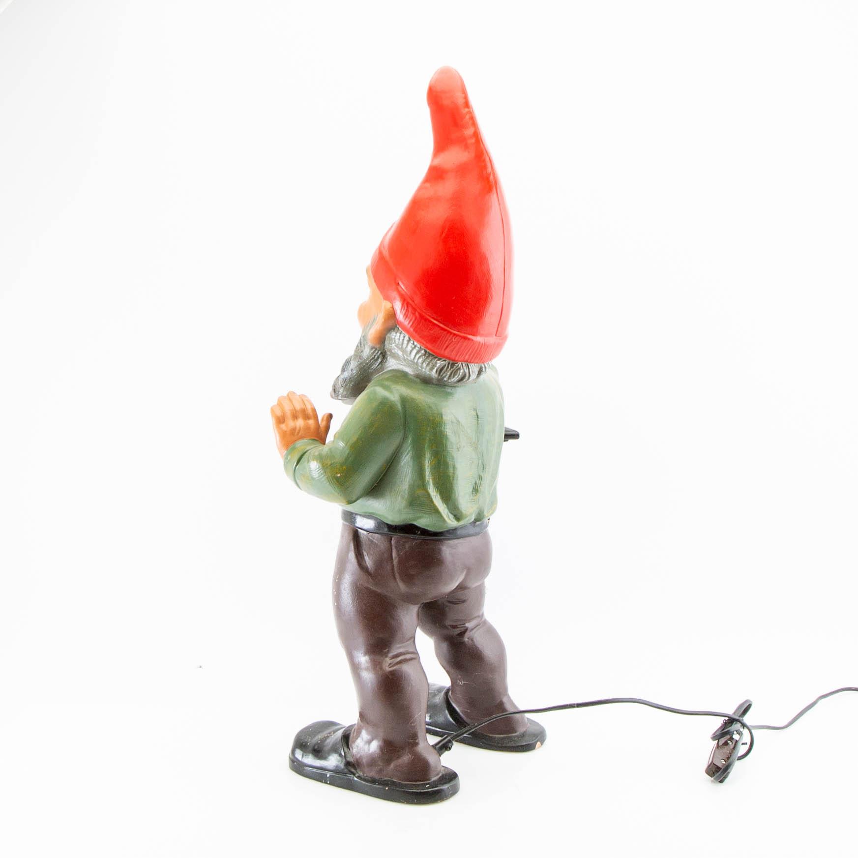 Gnome with lantern Heissner Germany second half of the 20th century painted terracotta.