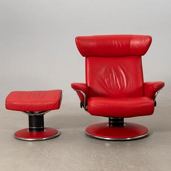 Fåtölj och fotpall "Stressless Jazz", Ekornes 2000-tal.