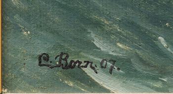 Unknown artist, 20th century, Sailing boat by the coast.