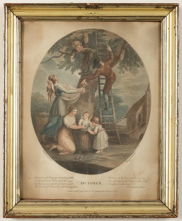 GRAVYRER. 12 st, England 1800-tal.