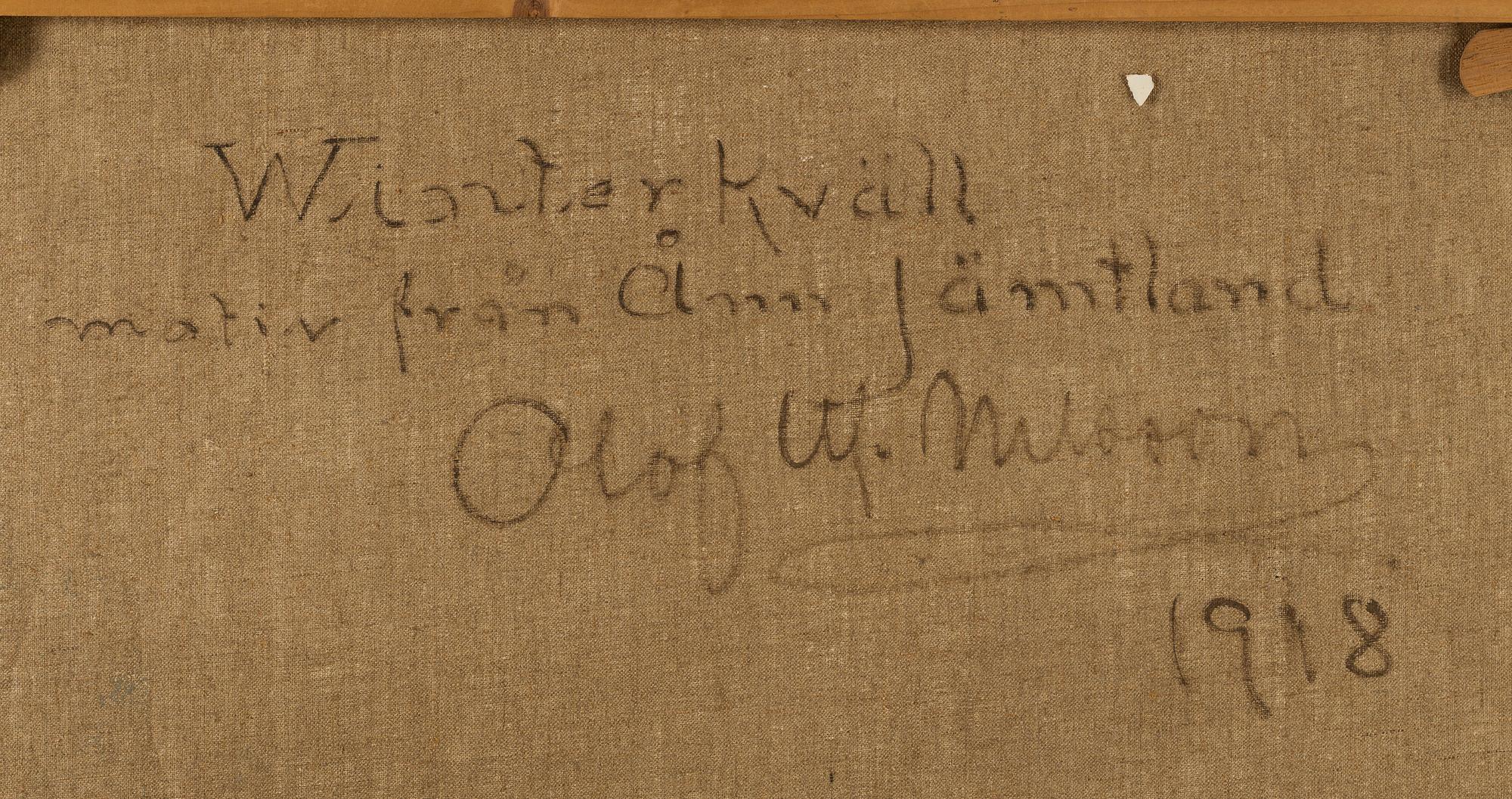 OLOF WALFRID NILSSON, signerad och daterad. Olja på duk.