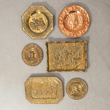 Wall plates 6 pcs Baroque/Renaissance style first half of the 20th century.