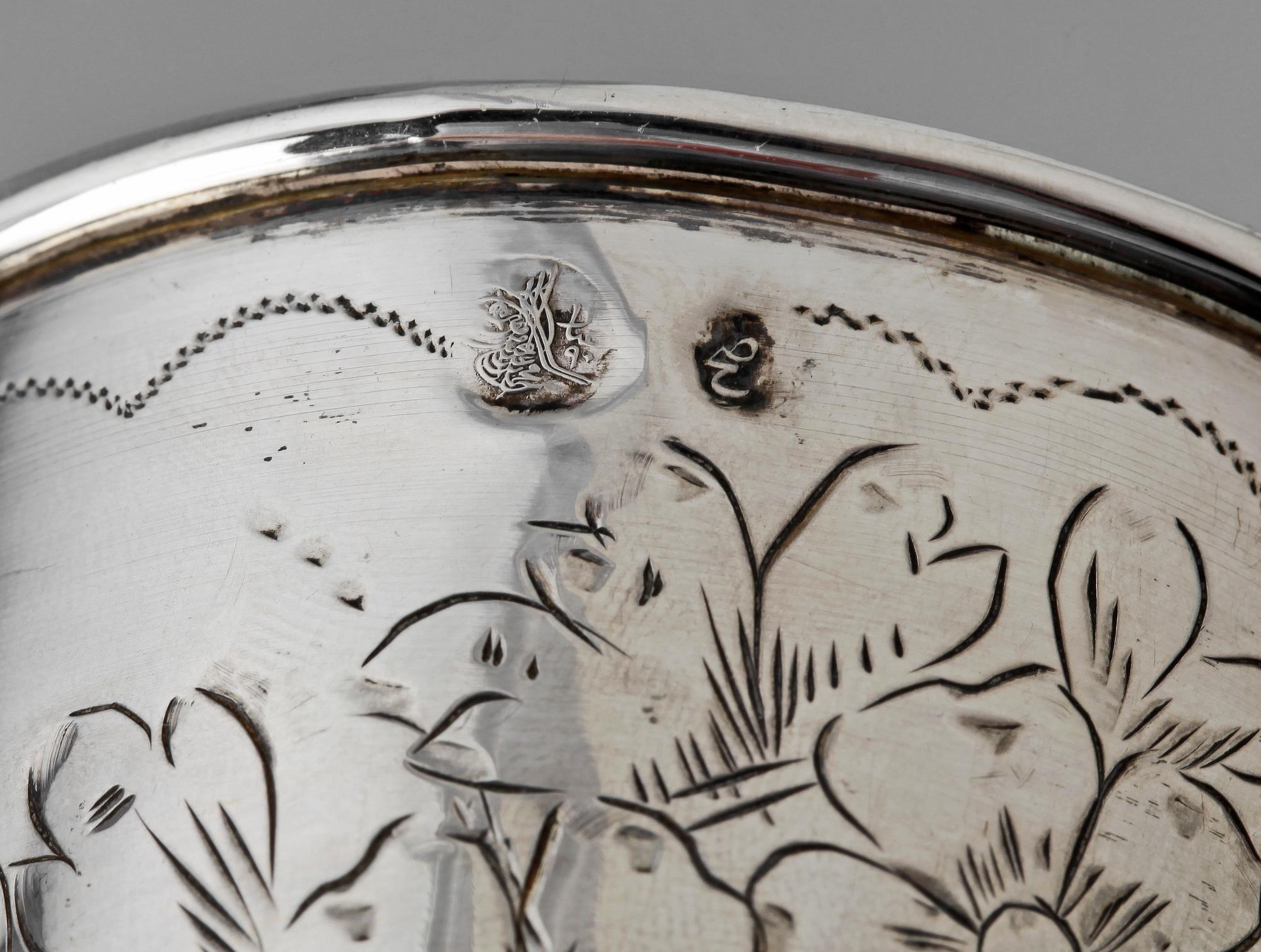 BÄGARE, 2 st, silver, troligen Turkiet. 1900-tal. Tot ca 95 g.