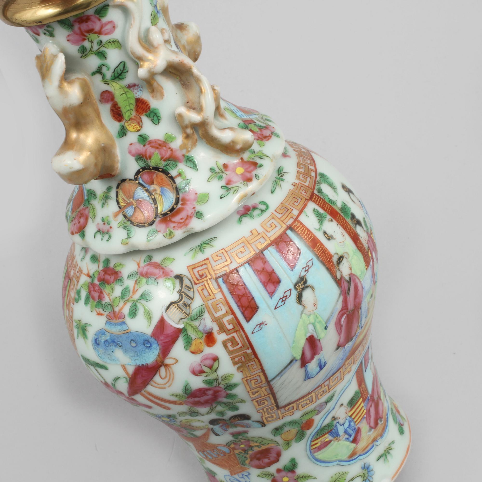 BORDSLAMPA/VAS, porslin, Kina, 1800-tal.