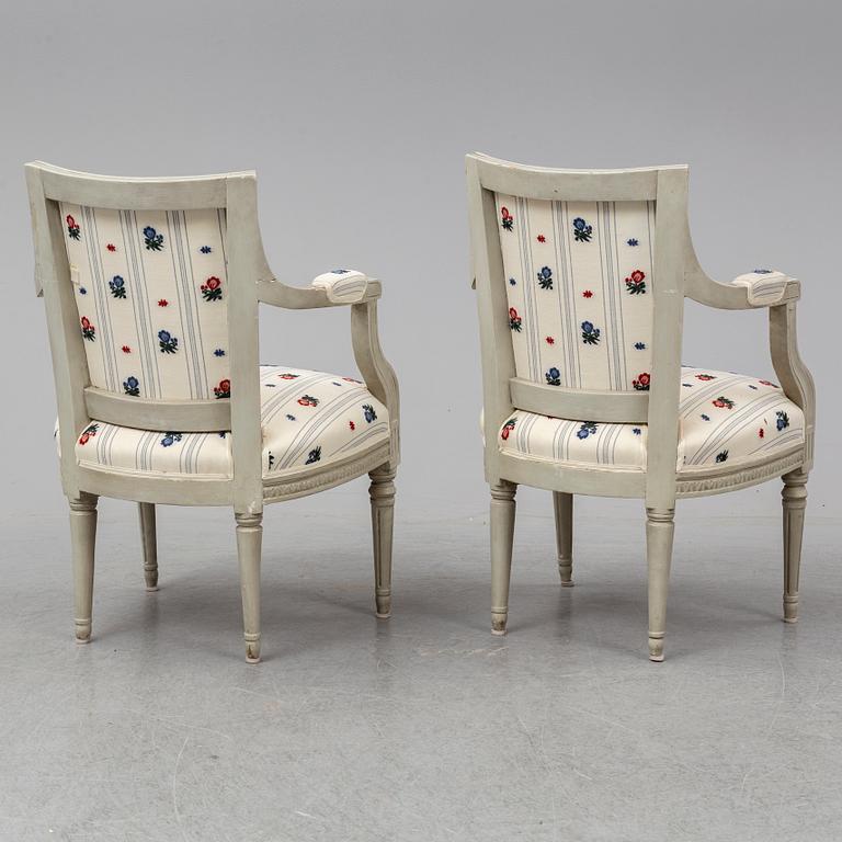 An end of the 18th Century Gustavian pair of armchairs.