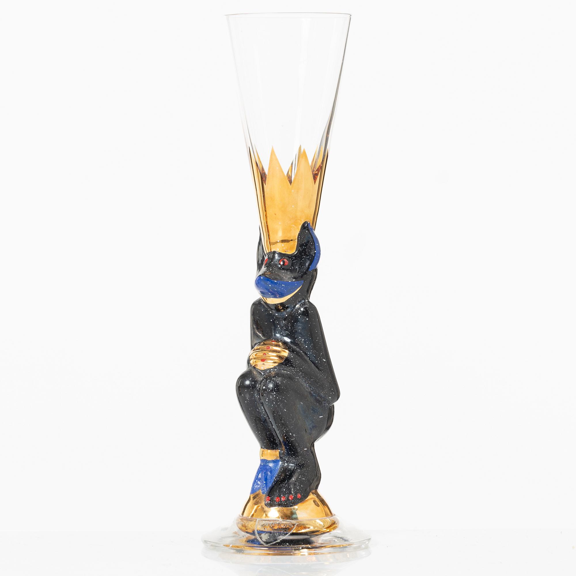 Gunnar Cyrén, schnaps glasses, 6 pcs, so called "Devil glasses", from the Nobel service, Orrefors.
