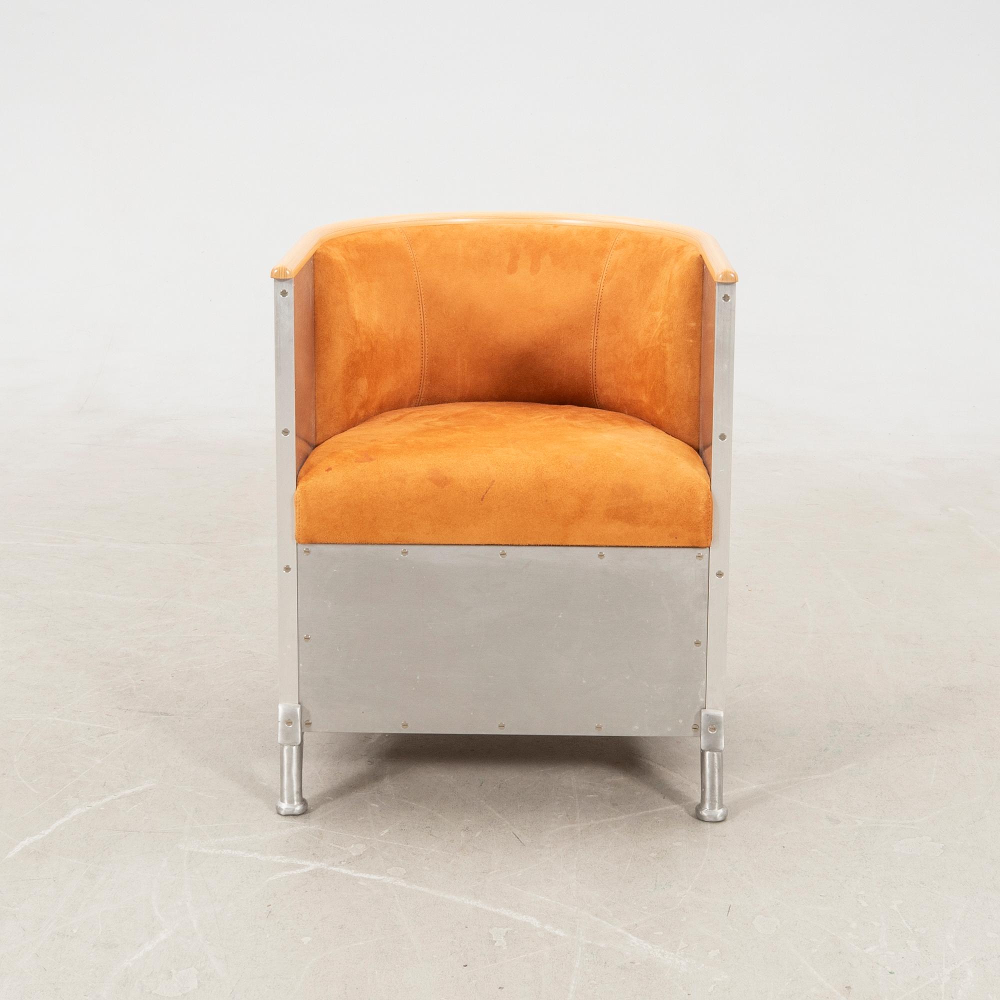Mats Theselius, fåtölj, "Aluminium Chair" för Källemo sent 1900-tal.