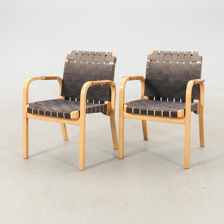 Alvar Aalto, a pair of armchairs model number 45, Finland, late 20th century.