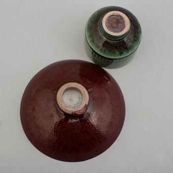 BERNDT FRIBERG, two stoneware bowls from Gustavsberg studio, signed.