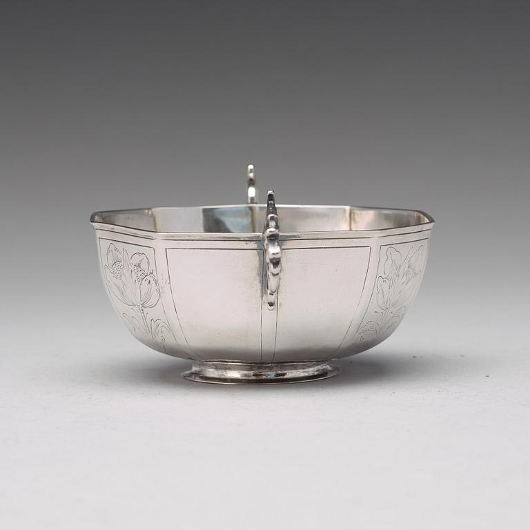 Jöran Hieronymi Bernegau, bränvinsskål, silver, Norrköping (verksam 1648-1679). Barock.