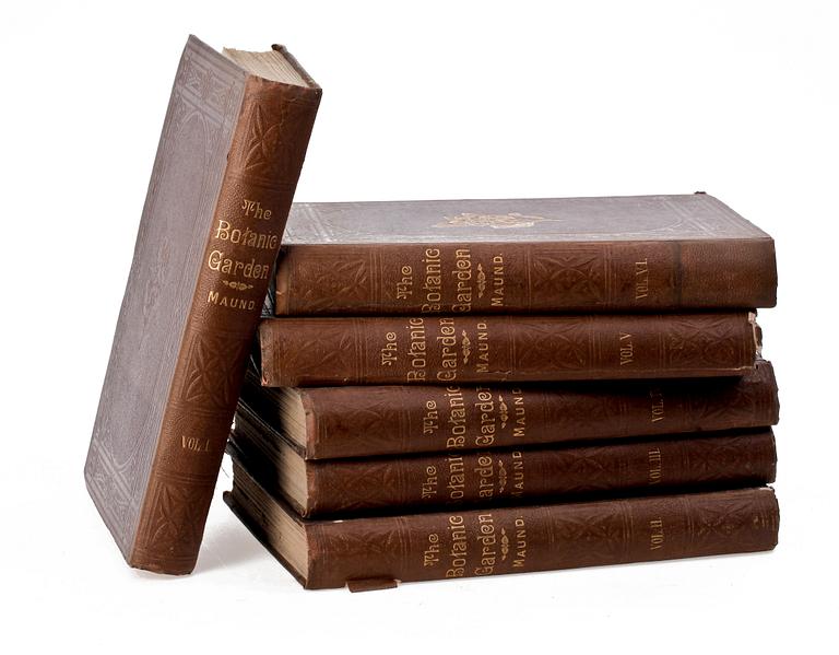BOKVERK, vol I-VI, "The Botanic Garden" av B. Maund, London 1878.