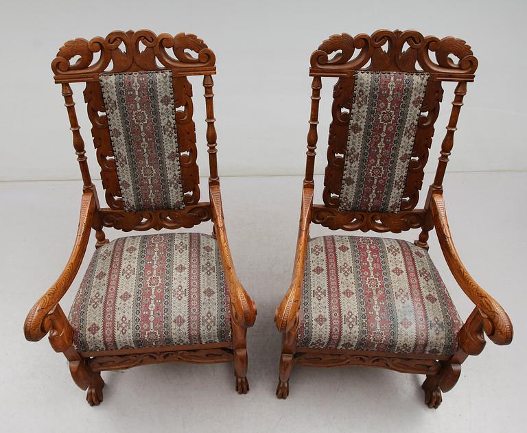 KARMSTOLAR, 1 par, renässansstil, omkring år 1900.