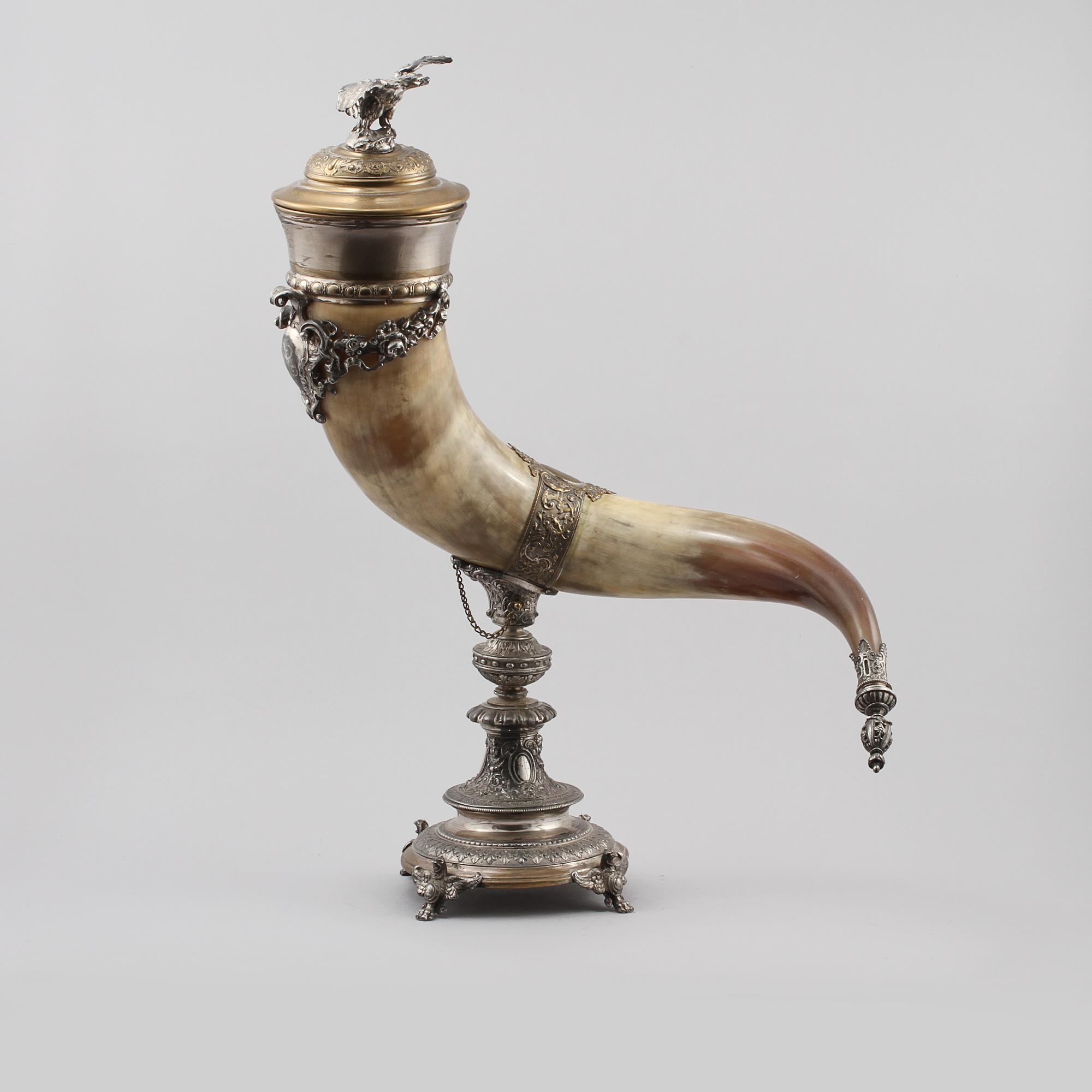 DRYCKESHORN, horn och metall, 1800-talets slut.