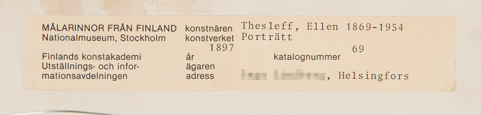 Ellen Thesleff, Muotokuva (Thyra Elisabeth).