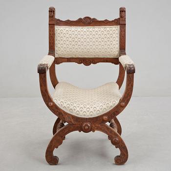 KARMSTOL, s.k. "Dantestol", nyrenässans, 1800-talets slut.