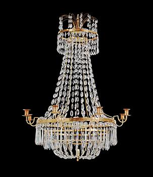 609. A late Gustavian circa 1800 nine-light chandelier.