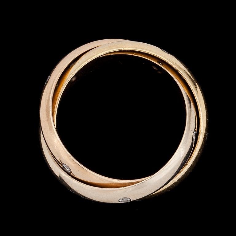 RING, Cartier, "Trinity", guld i tre färger med briljantslipade diamanter, 1999.