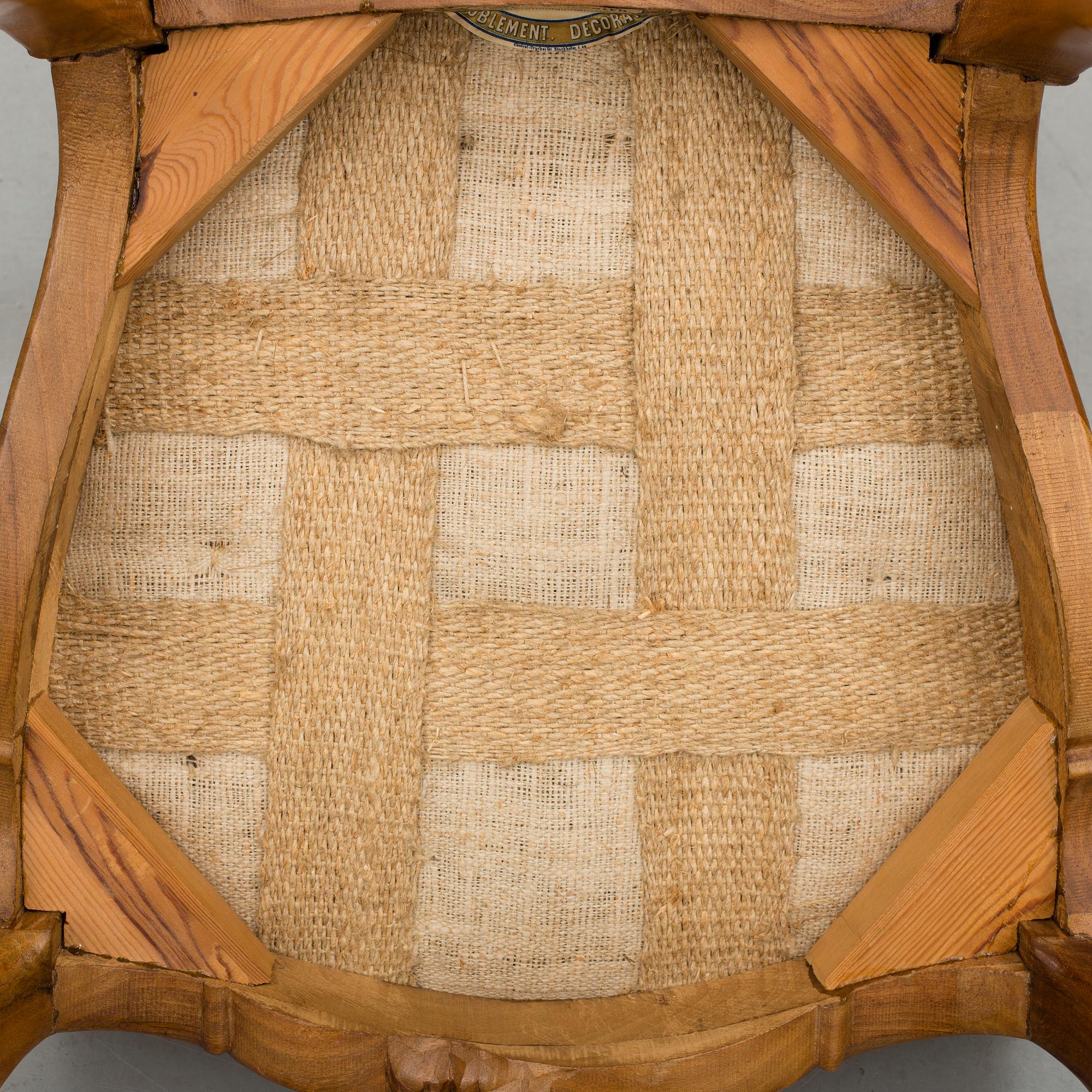 STOLAR, 5 st. Nyrokoko, omkring 1900. Myrstedt och Son, Stockholm.