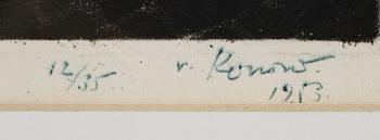 JÜRGEN VON KONOW, kopparstick och etsning, signerad och daterad 1953, numrerad 12/35.