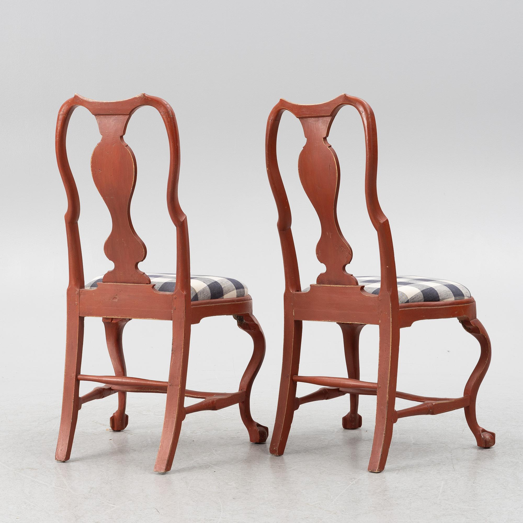 Stolar,ett par, 1700-talets mitt, Senbarock / tidig Rokoko.