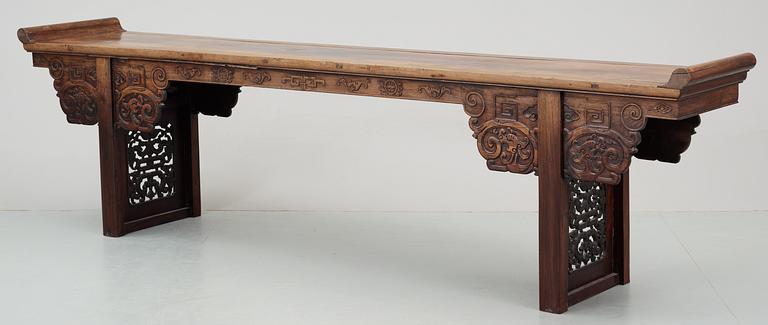 A Hardwood Long Table (Jiaotousun Qiaotouan), 17/18th Century, presumably Huanghuali.