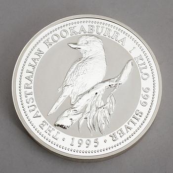 SILVERMYNT, 30 dollars, Elizabeth II, Australien, 1995. Vikt 1 kg.