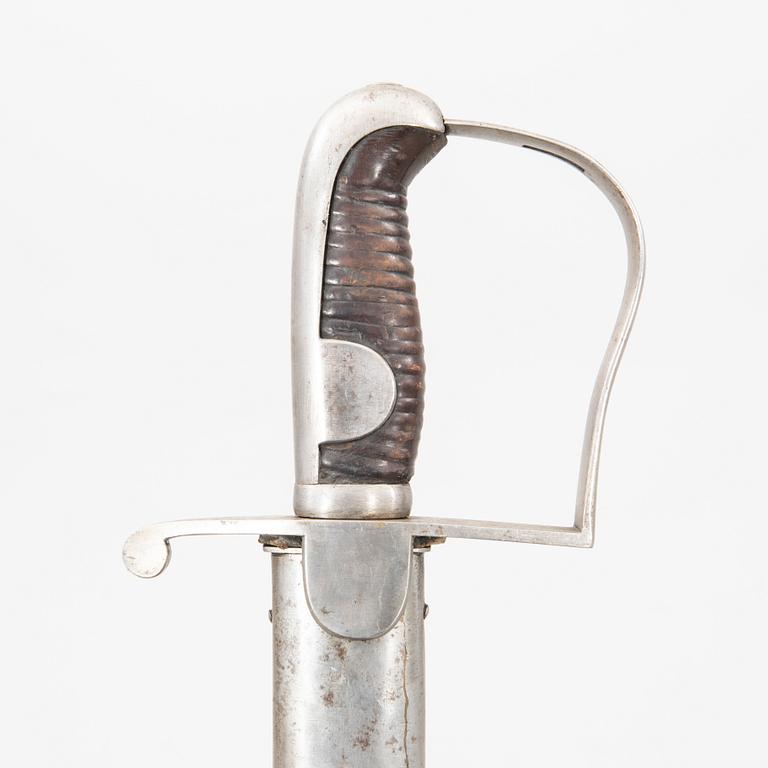 A Swedish artillery sword, 1831 pattern, with scabbard.