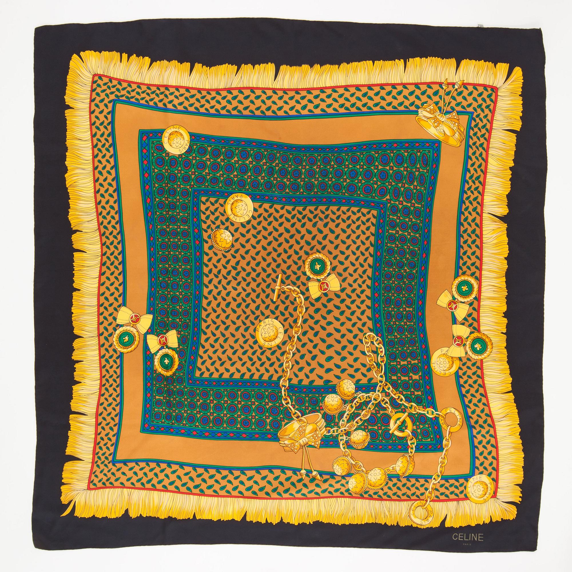 GUCCI and CELINÉ, three silk scarves.