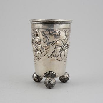 Bägare, silver, barockstil, CG Hallberg, Stockholm 1945.