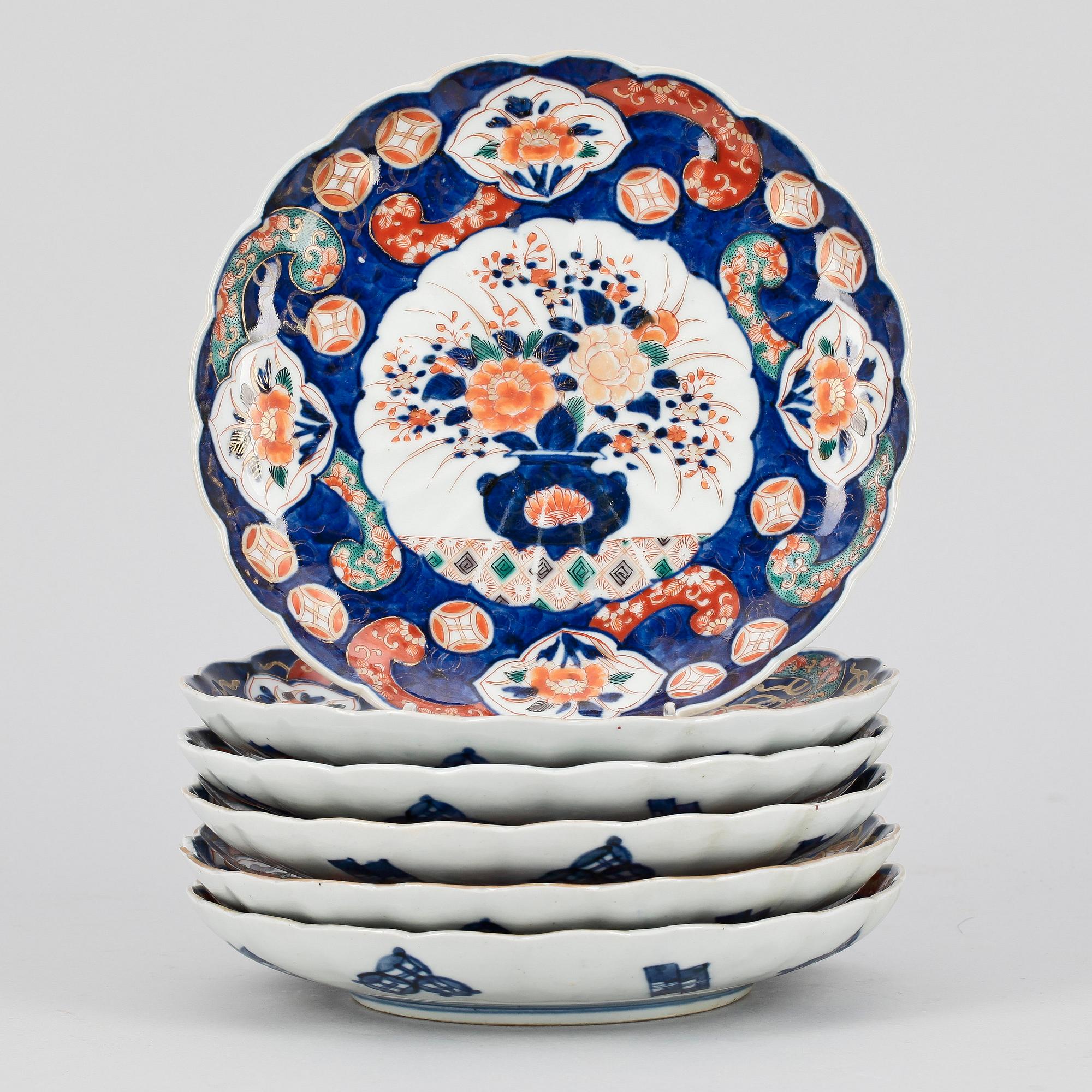 TALLRIKAR, 6 st, porslin, Japan, 1900-tal.